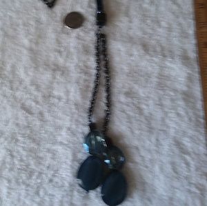 Chicos Blue Glass Long Lariat Style Necklace